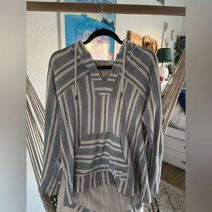 Roxy blue and white stripped poncho